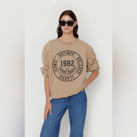 OAK + FORT Iconic 1982 Graphic Oversized Crewneck Size Small Black - Picture 3 of 13